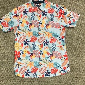 Roark Light Blue Tropical Floral Short Sleeve Button-Down